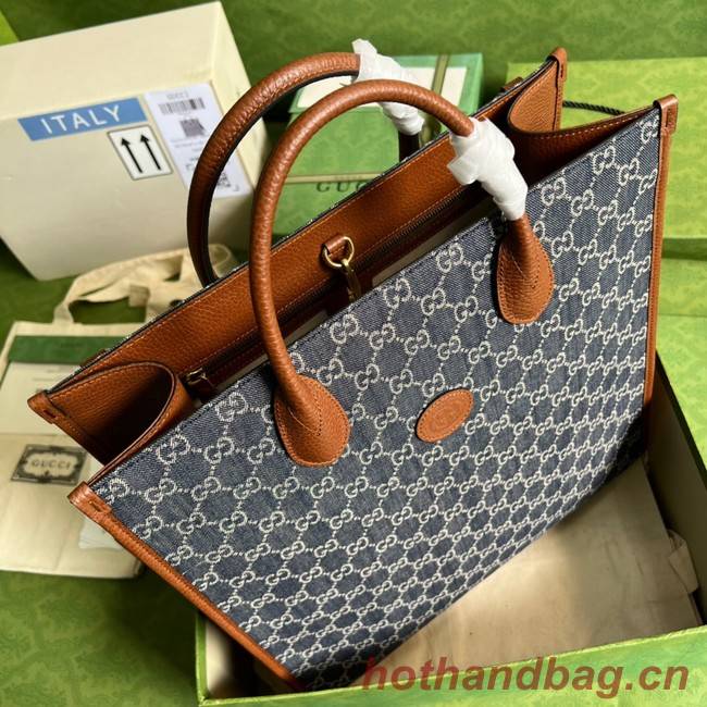 Gucci Medium tote with Interlocking denim G 674155 Blue