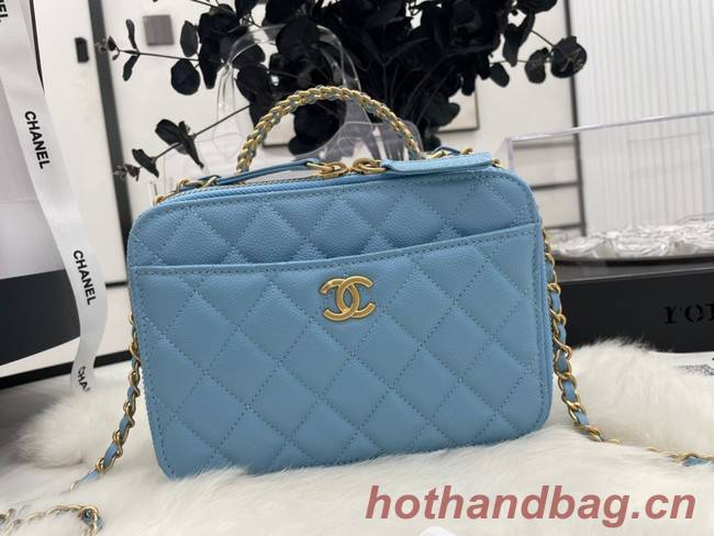 CHANEL HANDBAG Grained Calfskin&Gold-Tone Metal AP3222 blue