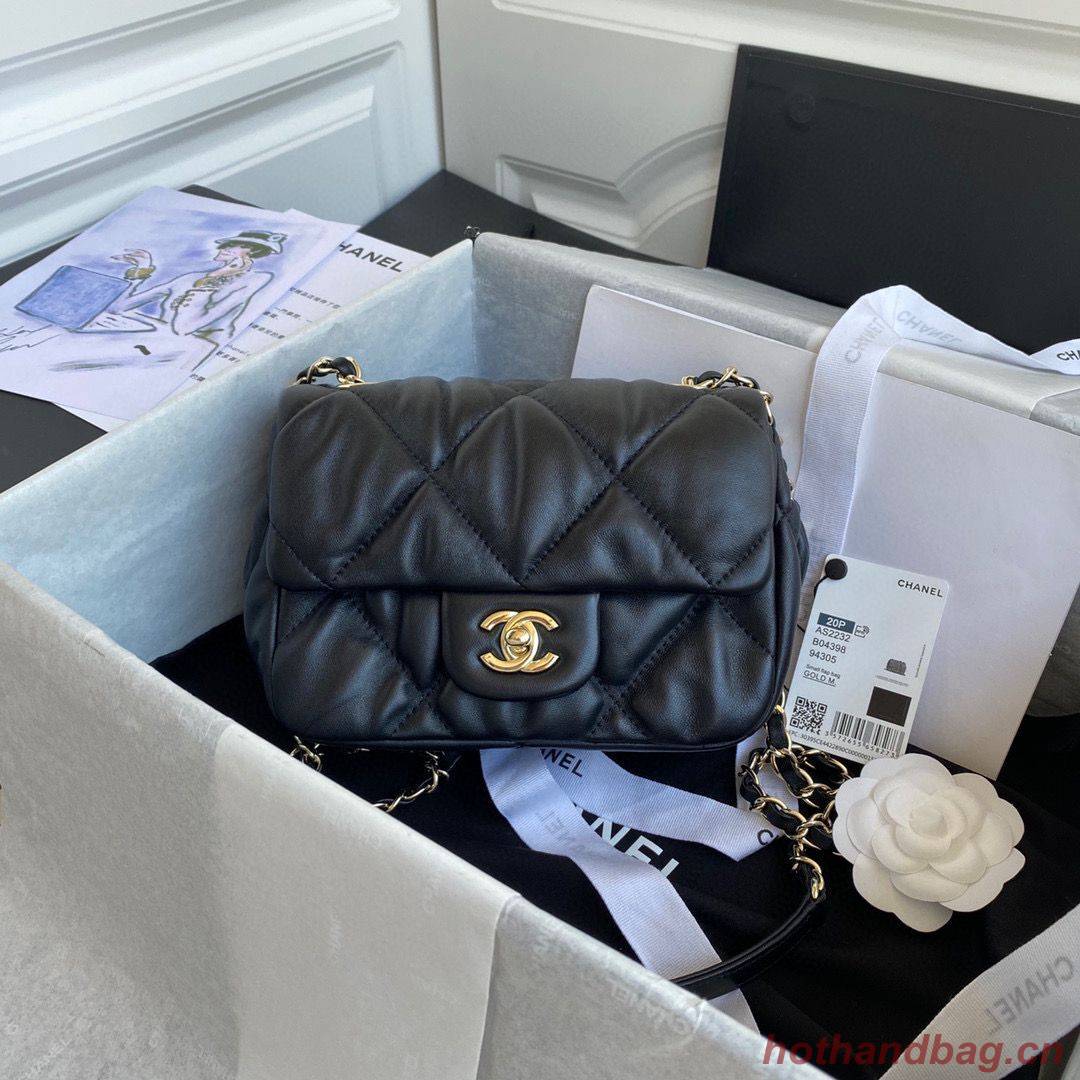 Chanel small flap Lingge bubble bag Calfskin & Gold-Tone Metal AS2232 black