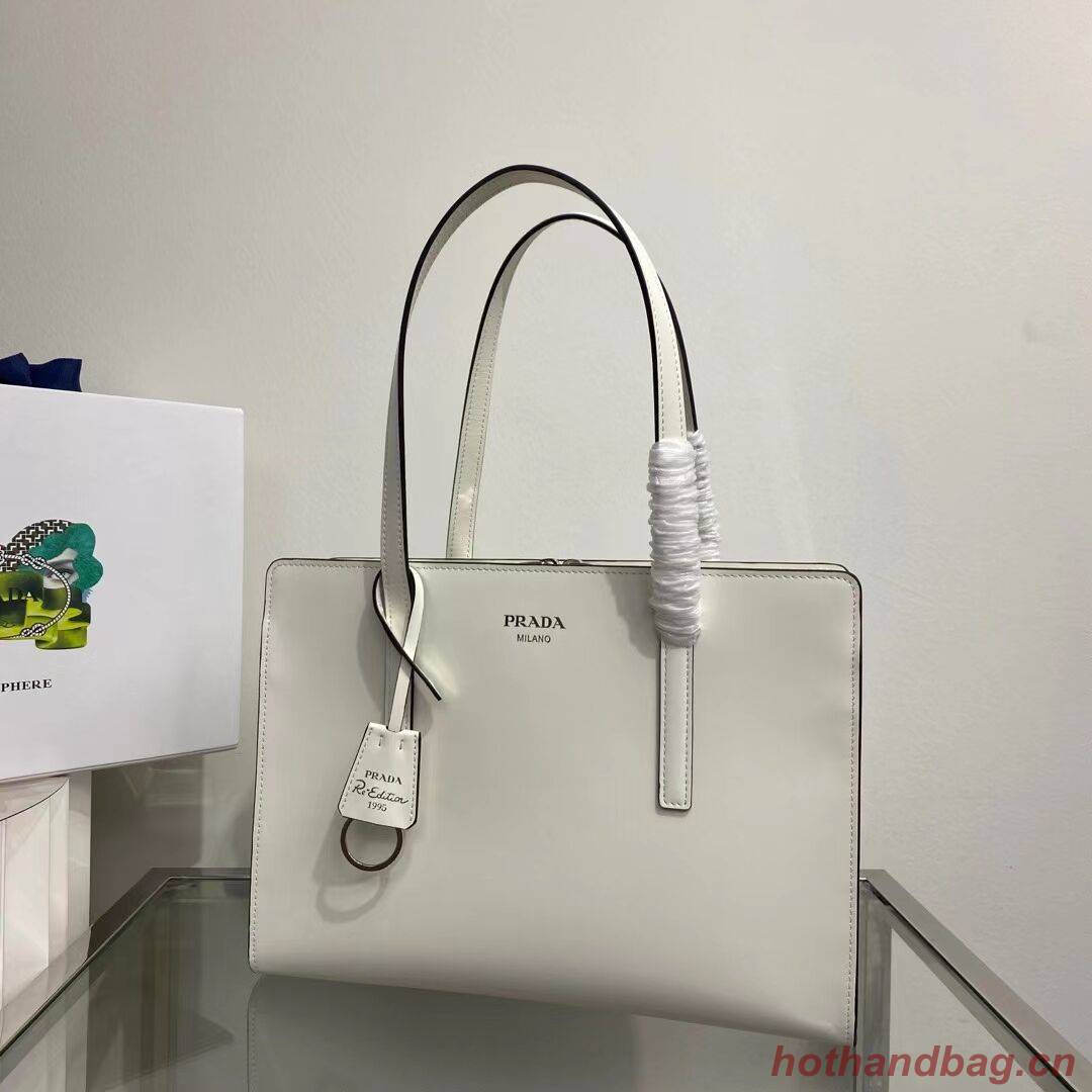 Prada Re-Edition 1995 brushed-leather medium handbag 1BA350 white