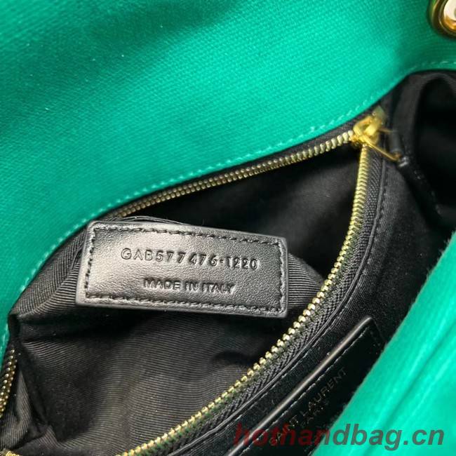 SAINT LAURENT PUFFER SMALL CHAIN BAG IN DENIM AND SMOOTH LEATHER 577476 green