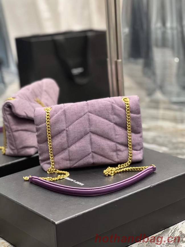 SAINT LAURENT PUFFER TOY BAG IN CANVAS AND SMOOTH LEATHER 620333 BLEACHED LILAC