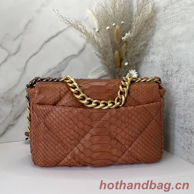 CHANEL 19 Flap Bag Original Snake skin flap bag AS1160 Camel