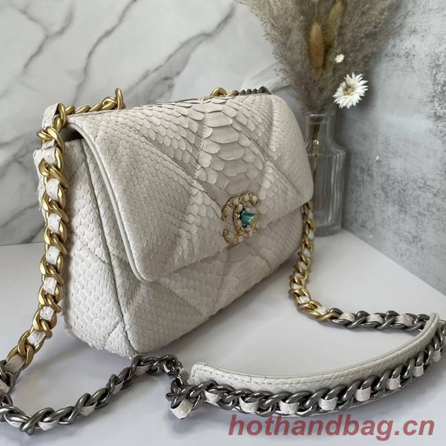 CHANEL 19 Flap Bag Original Snake skin flap bag AS1160 Cream