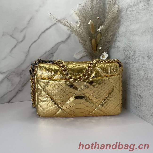 CHANEL 19 Flap Bag Original Snake skin flap bag AS1160 gold