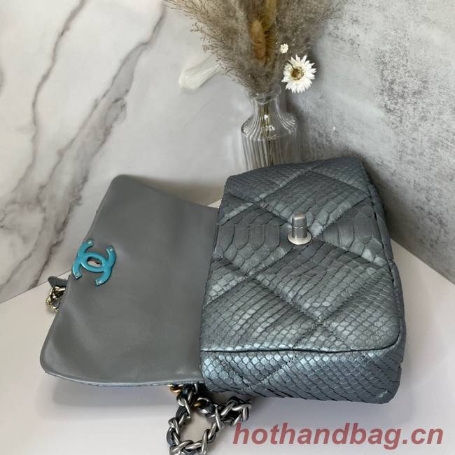 CHANEL 19 Flap Bag Original Snake skin flap bag AS1160 silver