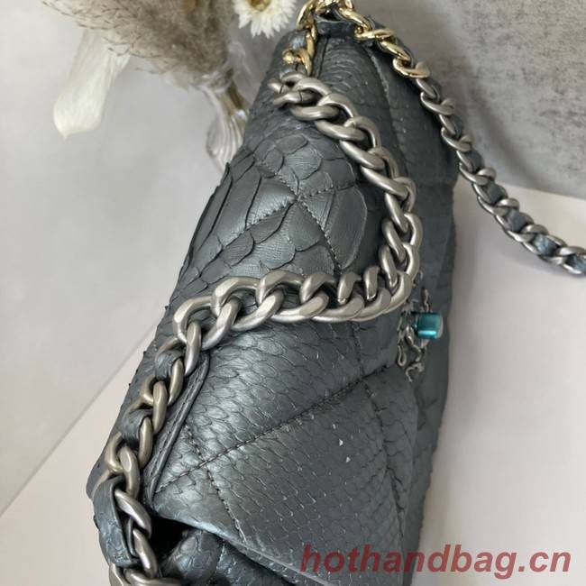 CHANEL 19 Flap Bag Original Snake skin flap bag AS1160 silver