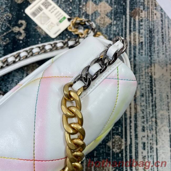 Chanel 19 flap bag AS1160 White&Rainbow line