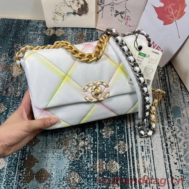 Chanel 19 flap bag AS1160 White&Rainbow line