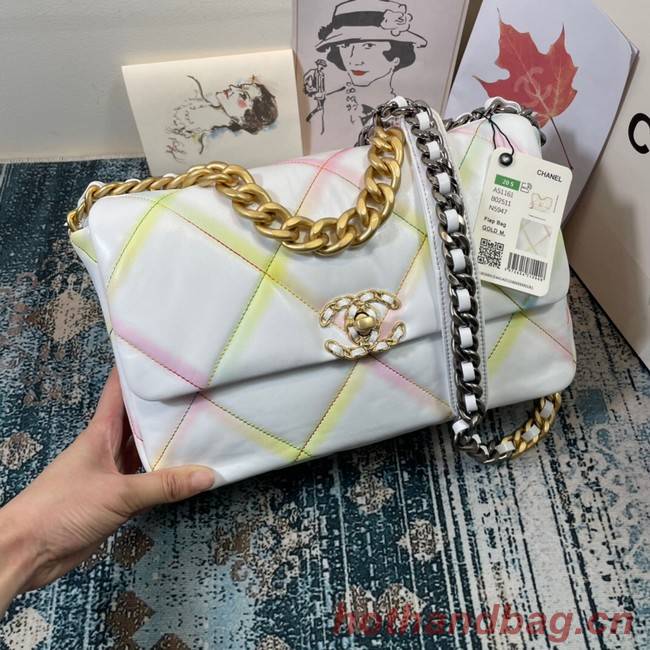 Chanel 19 flap bag AS1161 White&Rainbow line