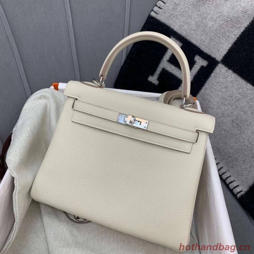 Hermes Kelly 28cm Shoulder Bags Togo Leather KL28 Cream White