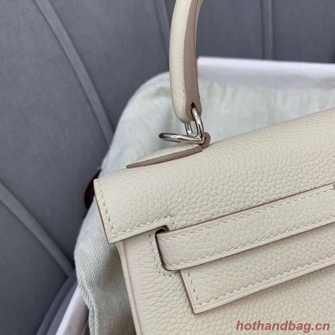 Hermes Kelly 28cm Shoulder Bags Togo Leather KL28 Cream White