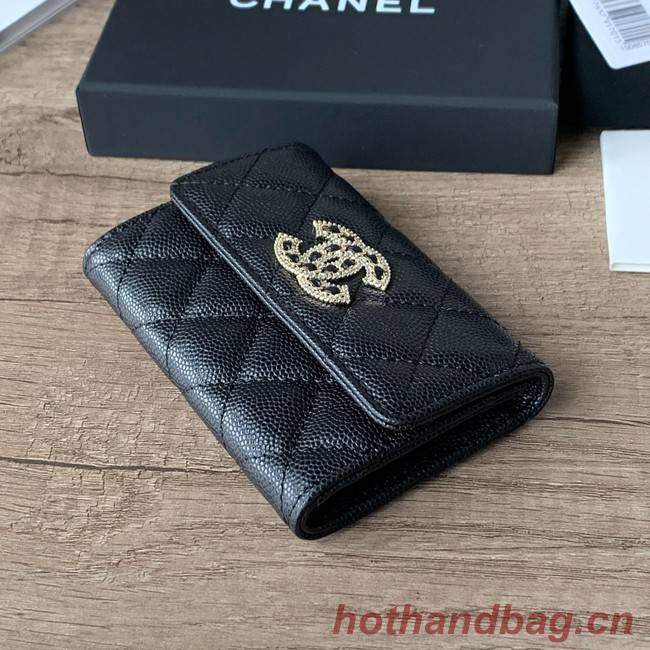 Chanel card holder Calfskin AP2735 black