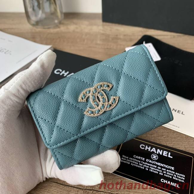 Chanel card holder Calfskin AP2735 blue