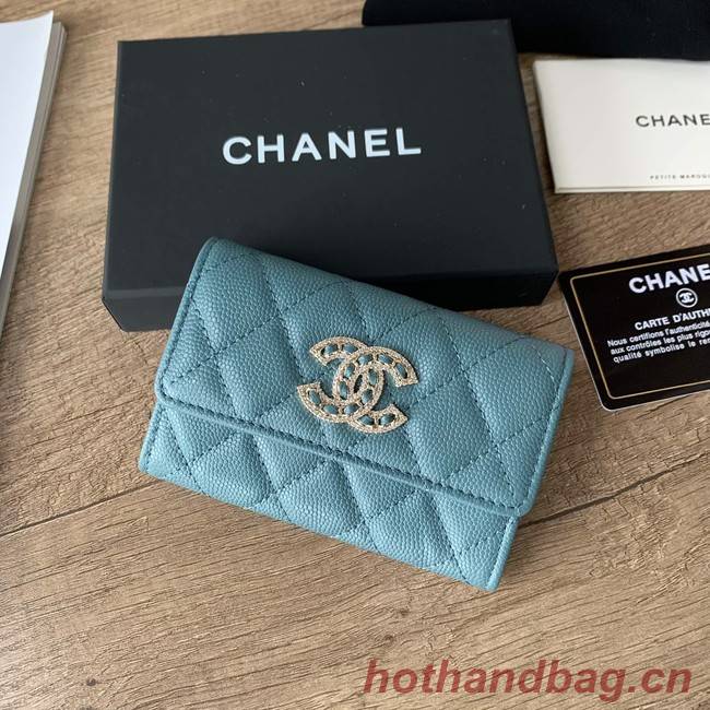 Chanel card holder Calfskin AP2735 blue