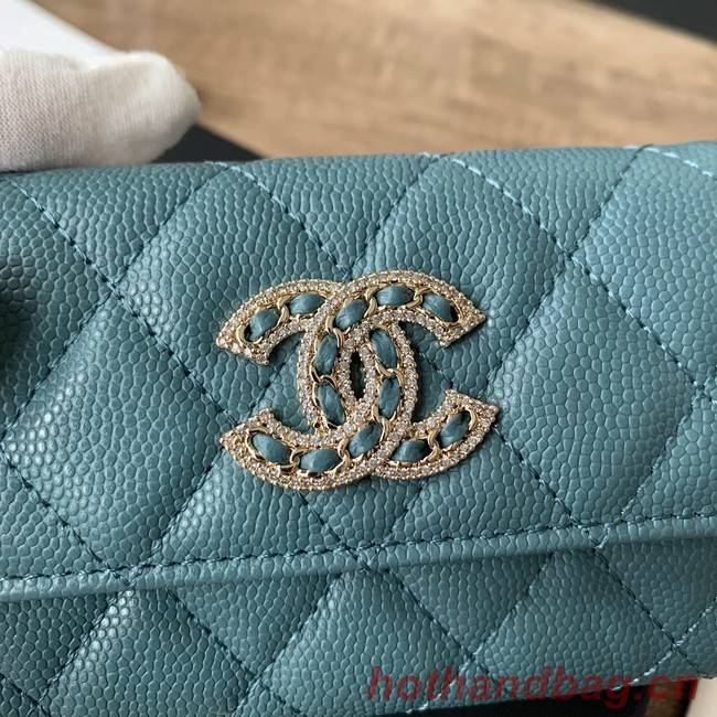 Chanel card holder Calfskin AP2735 blue