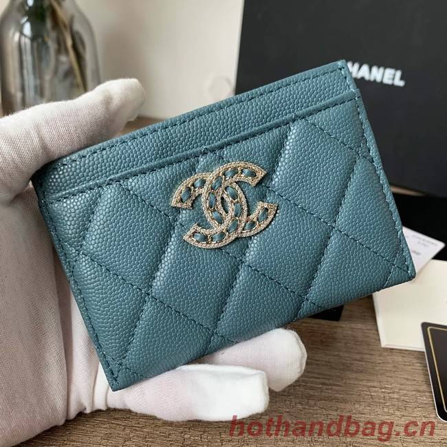 Chanel card holder Calfskin AP2737 blue