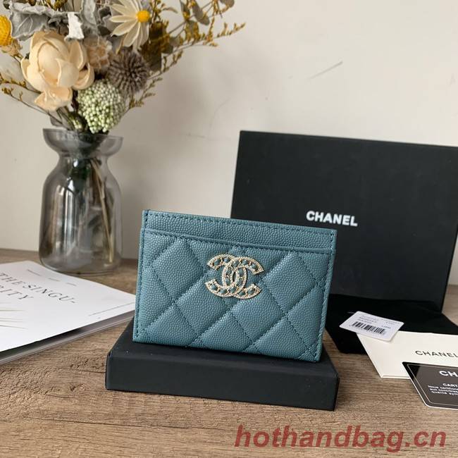 Chanel card holder Calfskin AP2737 blue