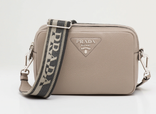 Prada Leather bag with shoulder strap 1BH082 gray