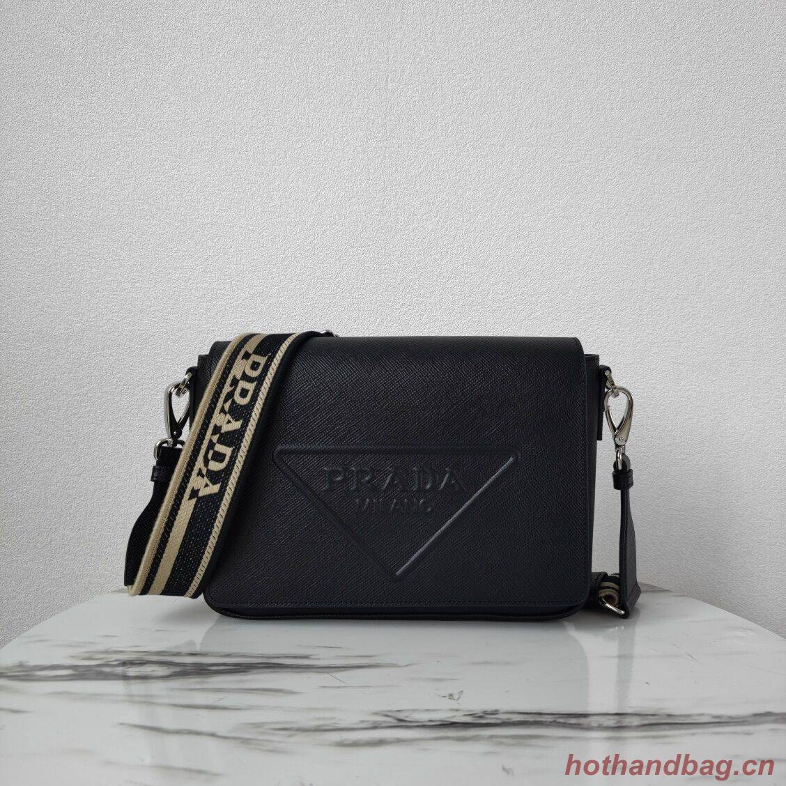 Prada Leather bag with shoulder strap 2BV031 black