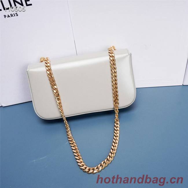 Celine CHAIN SHOULDER BAG TRIOMPHE IN SHINY CALFSKIN 199243 PALE GREY