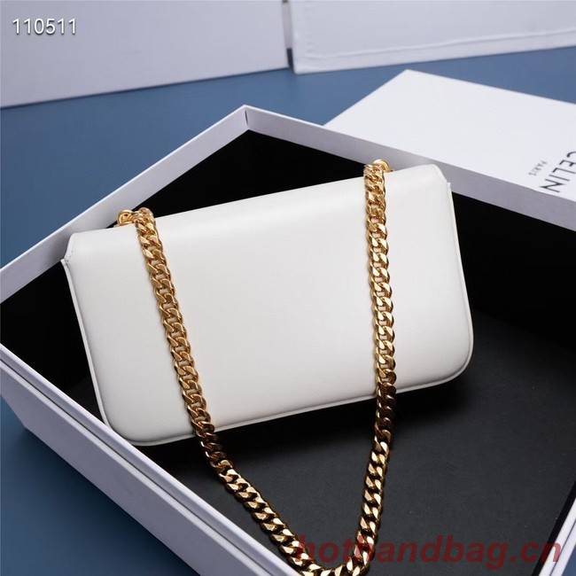 Celine CHAIN SHOULDER BAG TRIOMPHE IN SHINY CALFSKIN 199243 WHITE