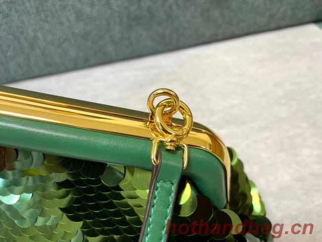 Fendi First Small sequinned bag 8BP129 green