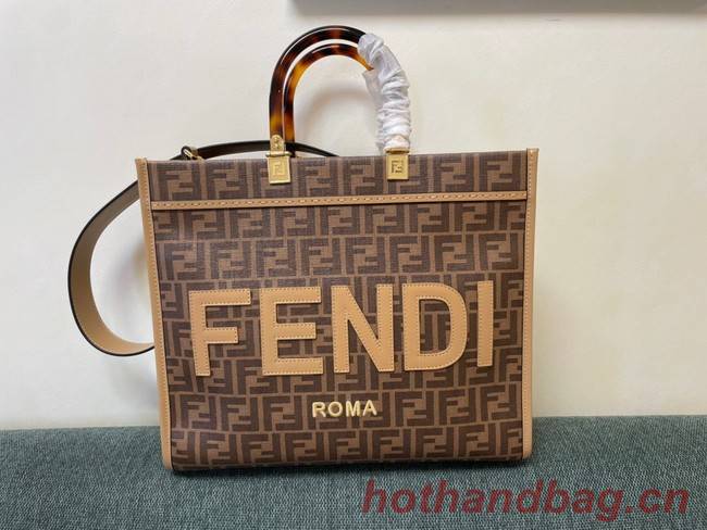 Fendi Sunshine Medium brown leather shopper 8BH386