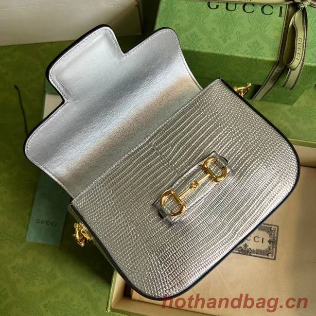 Gucci Horsebit 1955 lizard mini bag 675801 Silver