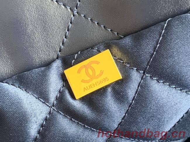 CHANEL 22 HANDBAG Shiny Calfskin & Gold-Tone Metal AS3262 dark blue