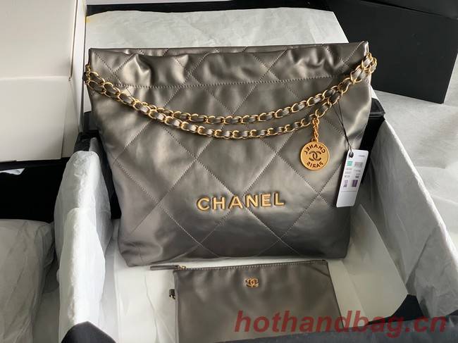 Chanel Calf leather shopping bag AS3261 silver grey