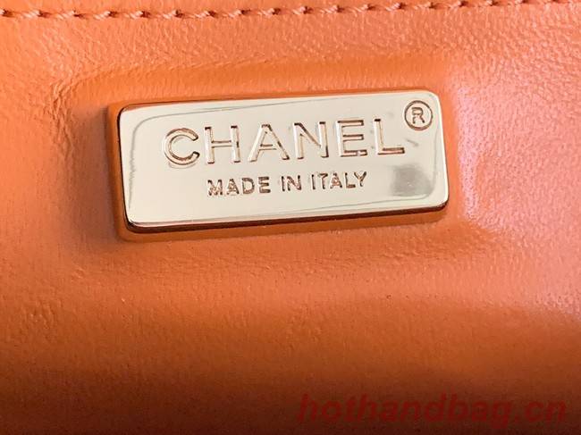 Chanel Snake skin mini flap bag with top handle AS2431 orange