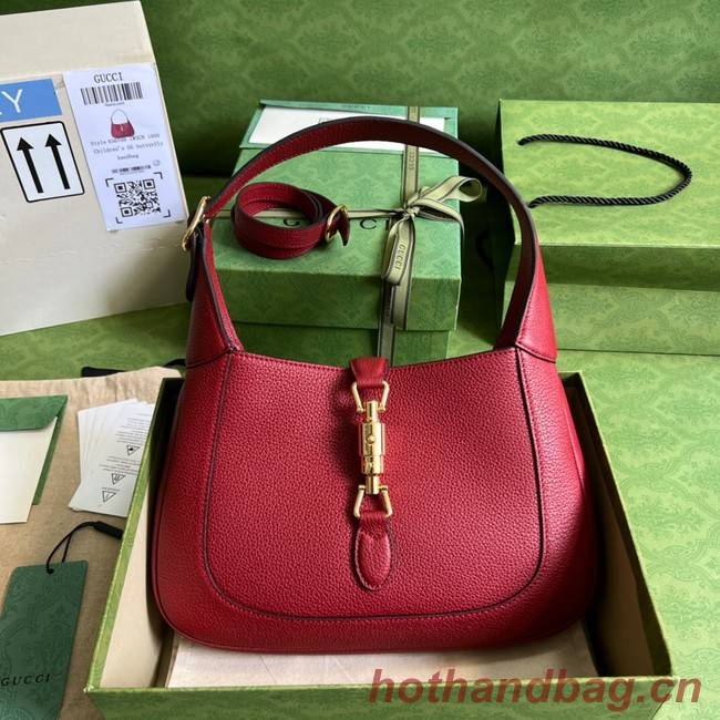 Gucci Jackie 1961 mini natural grain leather hobo bag 637091 red