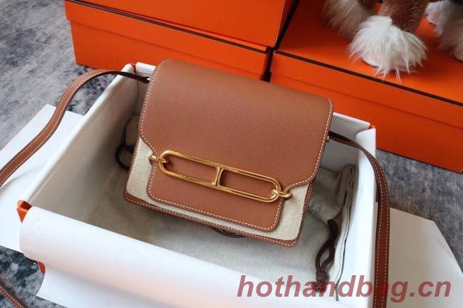 Hermes Roulis 19cm Evercolor 9D H9003 brown&Gold