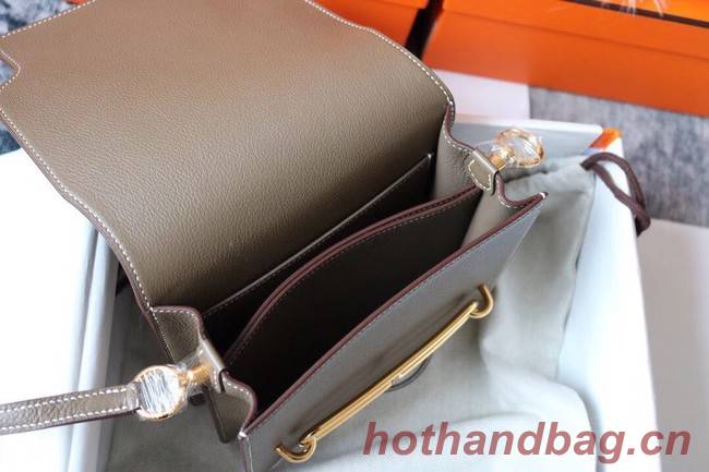 Hermes Roulis 19cm Evercolor 9D H9003 dark gray&Gold