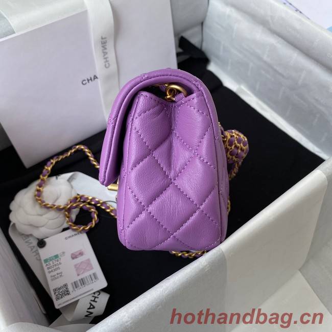 Chanel small Flap Bag Original Sheepskin Leather AS1787 purple