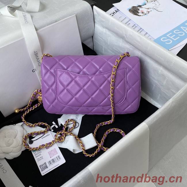 Chanel small Flap Bag Original Sheepskin Leather AS1787 purple