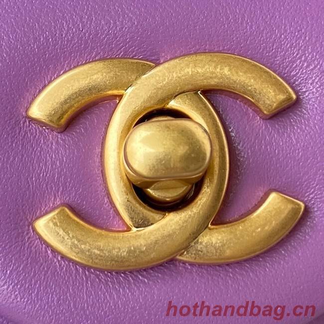 Chanel small Flap Bag Original Sheepskin Leather AS1787 purple