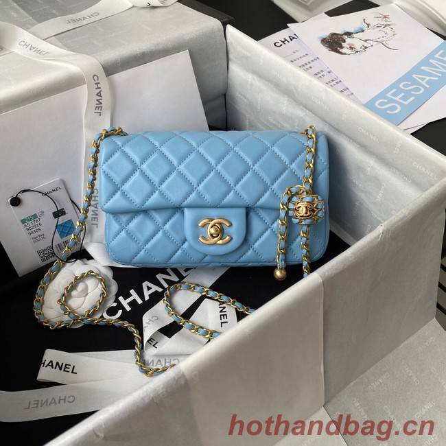 Chanel small Flap Bag Original Sheepskin Leather AS1787 sky blue