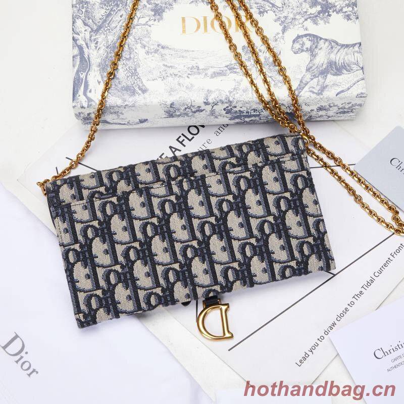 Dior SADDLE DENIM CANVAS Chain Clutch bag S5614 dark blue