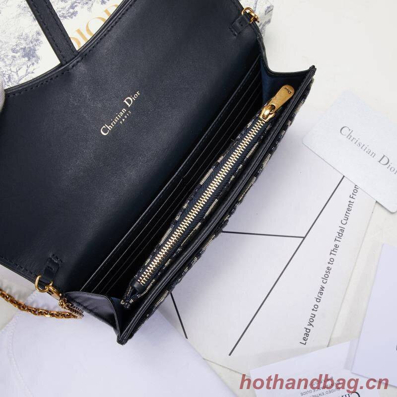 Dior SADDLE DENIM CANVAS Chain Clutch bag S5614 dark blue