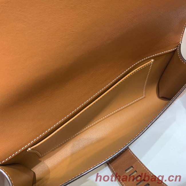 Hermes H Medor swift Leather Clutch 37566 brown&gold hardware