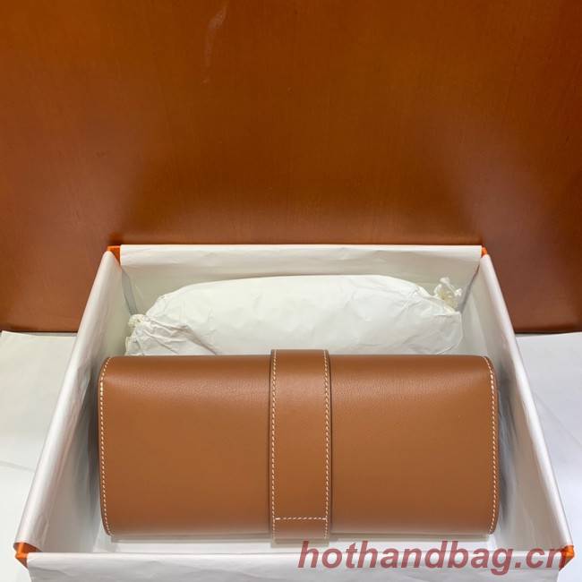 Hermes H Medor swift Leather Clutch 37566 brown&gold hardware