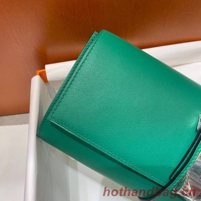 Hermes H Medor swift Leather Clutch 37566 green&Silver hardware