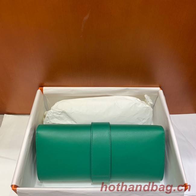 Hermes H Medor swift Leather Clutch 37566 green&Silver hardware