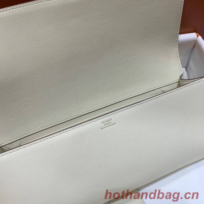 Hermes H Medor swift Leather Clutch 37566 white&Gold hardware