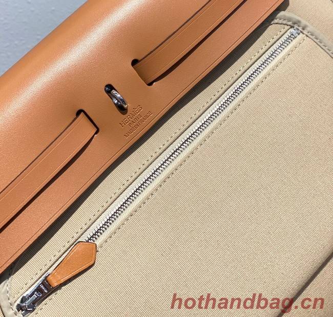 Hermes Herbag 31CM Original Canvas Leather & Calfskin 48887 Offwhite&Camel