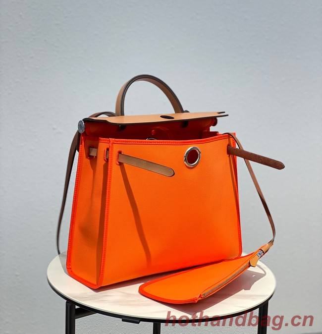 Hermes Herbag 31CM Original Canvas Leather & Calfskin 48887 orange&brown