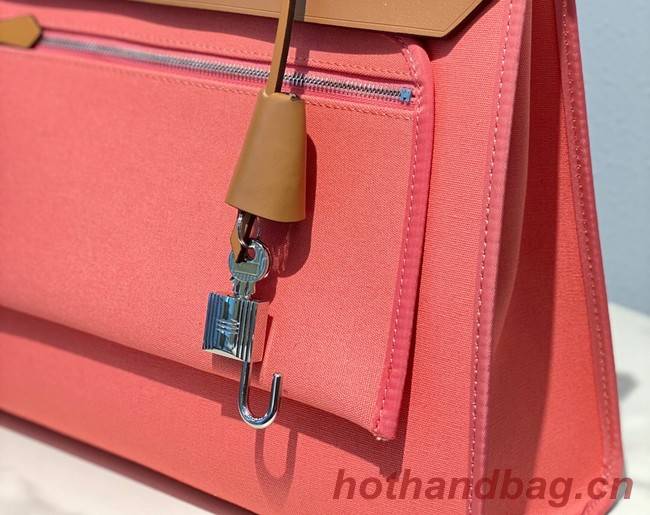 Hermes Herbag 31CM Original Canvas Leather & Calfskin 48887 pink&brown