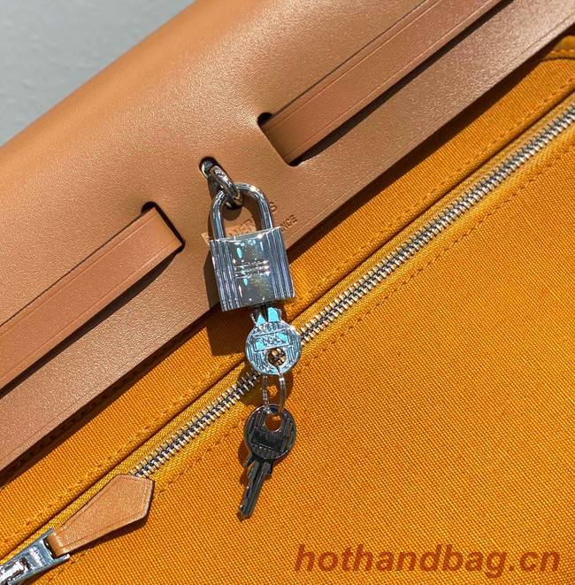 Hermes Herbag 31CM Original Canvas Leather & Calfskin 48887 yellow&brown